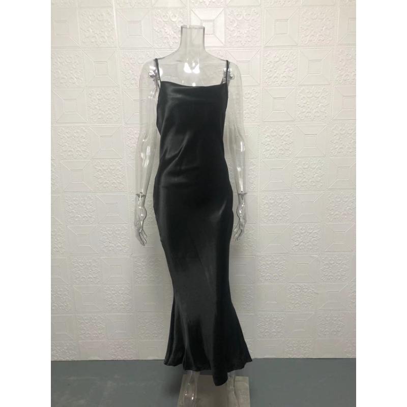 Summer Women's Dress Solid Colour Sexy Temperament Halter One Step Dresses