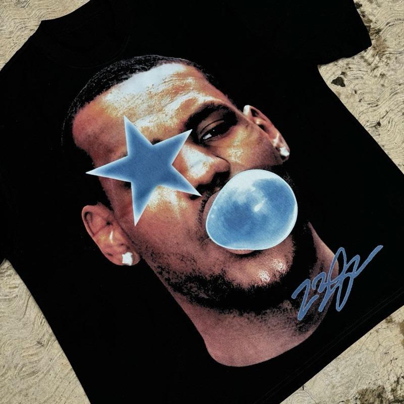 Summer Men's T-shirt T-shirt King Lebron Jamesr New Retro Fashion Men's and Women's Pure Cotton Top