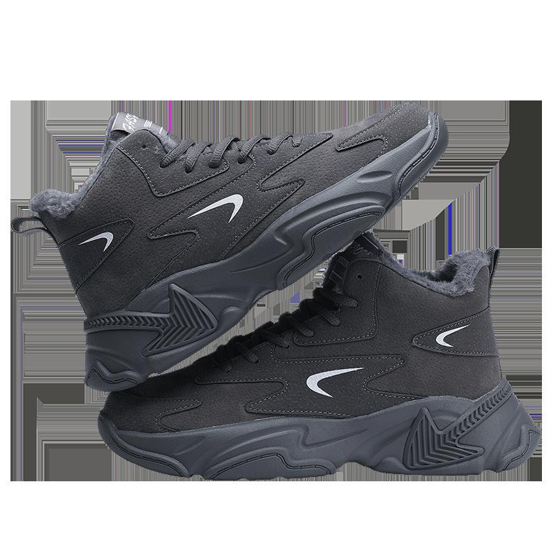 High-top Men's Shoes New Autumn Casual Youth Basketball Thick Sole Heightening White Sports Dad Shoes Velvet