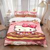 3pcs Sweet Hello Kitty Doughnut Delight Quilt Cover Set - Soft and Cozy Bedroom, Guest Room and Dorm Decorative Bedding 3-Piece Set 1 Quilt Cover