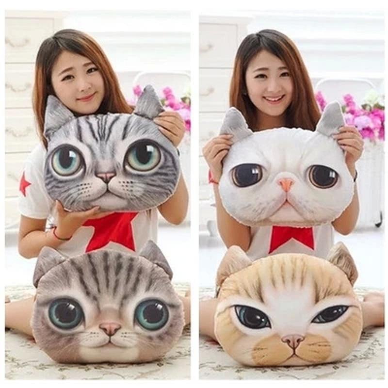 35cm*36cm 3D Cute Cartoon Animal Dog Cat Printed Car Creative Pillow Interior Home Decor Car-styling Seat Back