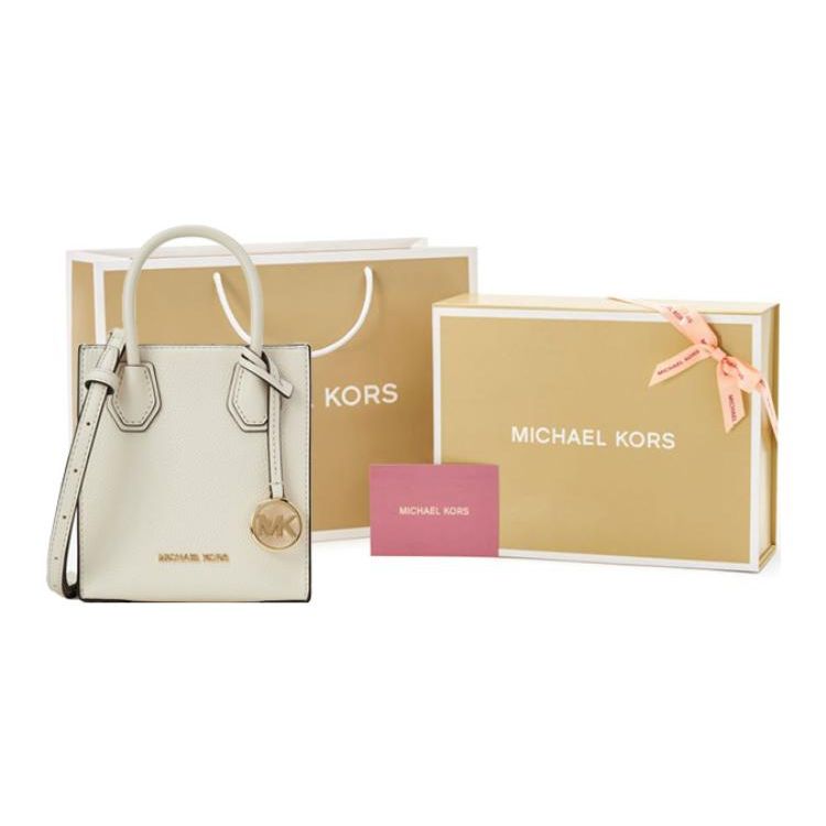 Michael Kors Однотонная женская сумка-аккордеон из искусственной кожи Mercer, сумка через плечо, мини-сумка, кремово-белая, 35S1GM9T0L-289