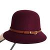 Simple belt buckle bucket hat women's autumn and winter French retro washbasin hat Hepburn style elegant top hat self-operated