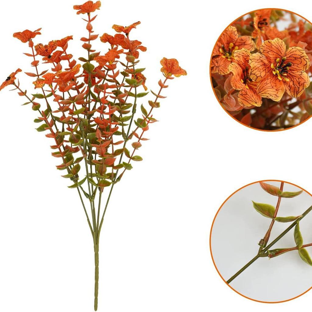 1 шт. искусственные свадебные цветы эвкалиптовая ветка букет оранжевый красный украшение для дома осень