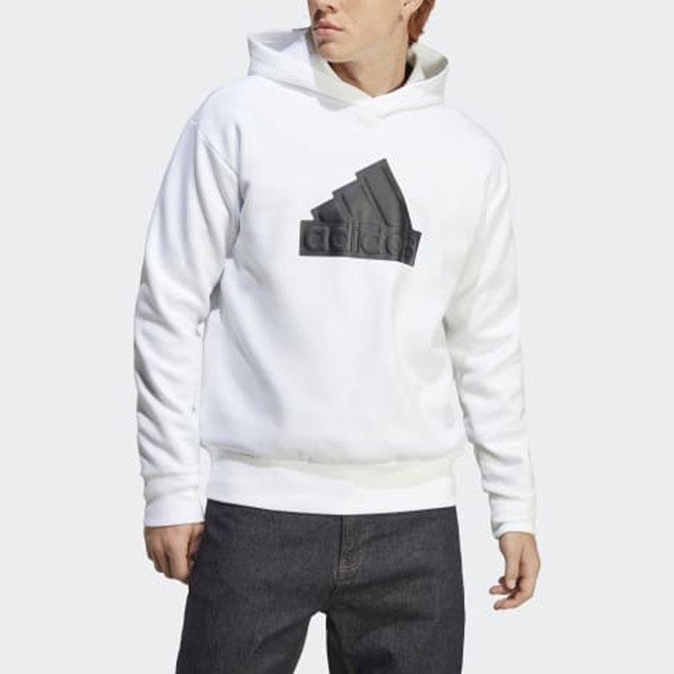 adidas Толстовка с капюшоном и принтом логотипа, с длинным рукавом, мужская, белая, IC3746
