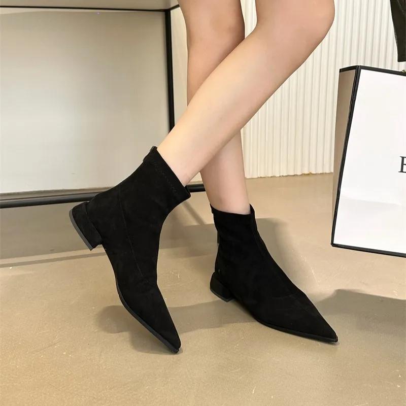 Women's Boots  New Spring Stiletto Heel Ankle Boots Fashionable Leopard Print Side Zipper Large Size Medium Heel Ankle Boots