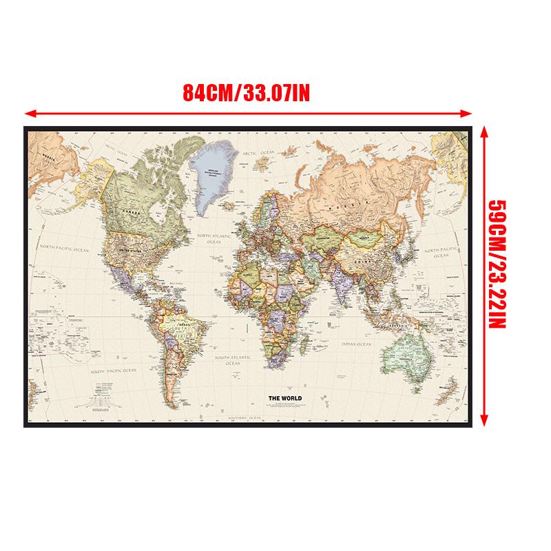 1 шт. Карта мира настенный плакат прозрачный печатный холст картина декоративная подвесная картина офис дом школьные принадлежности без рамки