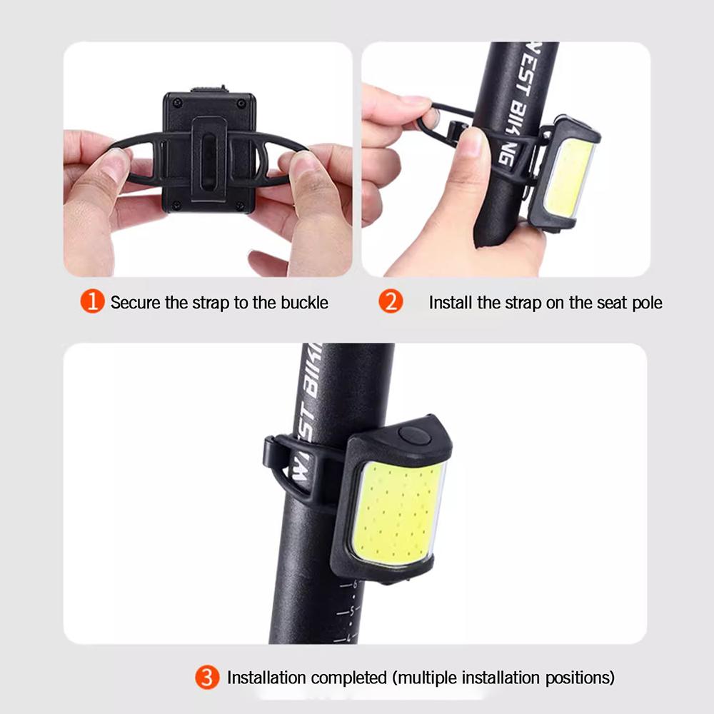 COB LED Flash Tail Rear Lights Type-C USB Charging Waterproof Bicycle Tail Light Lamp Multi Lighting Modes for Seatpost Backpack