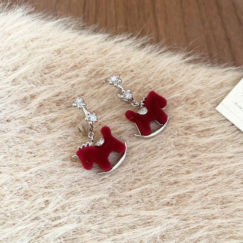 Серебряная игла год Лошади жемчужные пусеты новые китайские ретро темперамент универсальные серьги легкая роскошь серьги с высоким чувством для женщин