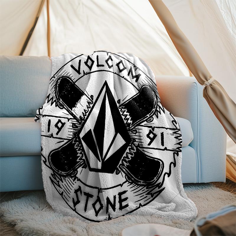 V-VOLCOM LOGO3 printed throw blanket—lightweight,soft,warm;versatile blanket for all seasons—perfect as &air-conditioning throw,nap blanket