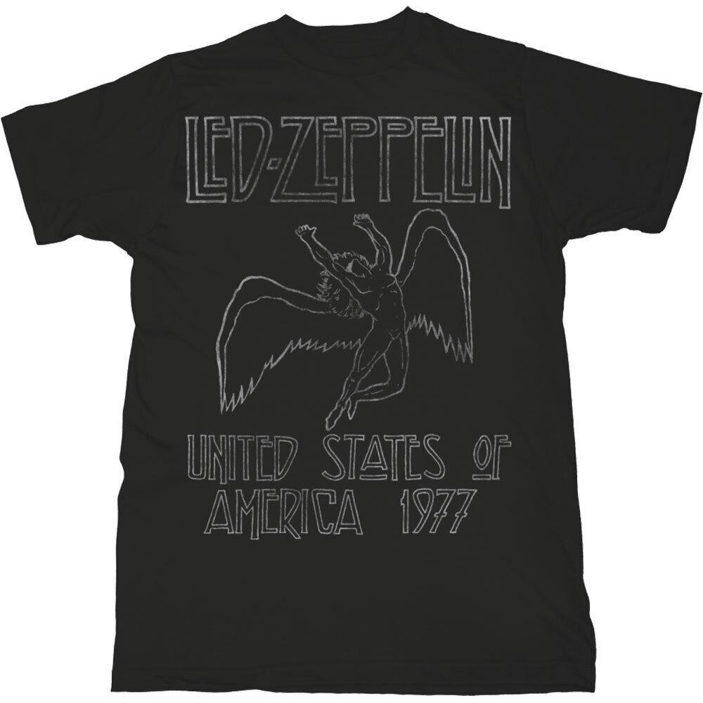 Led Zeppelin США 77 Футболка с логотипом группы Официальный мерч Рок-группа Музыка