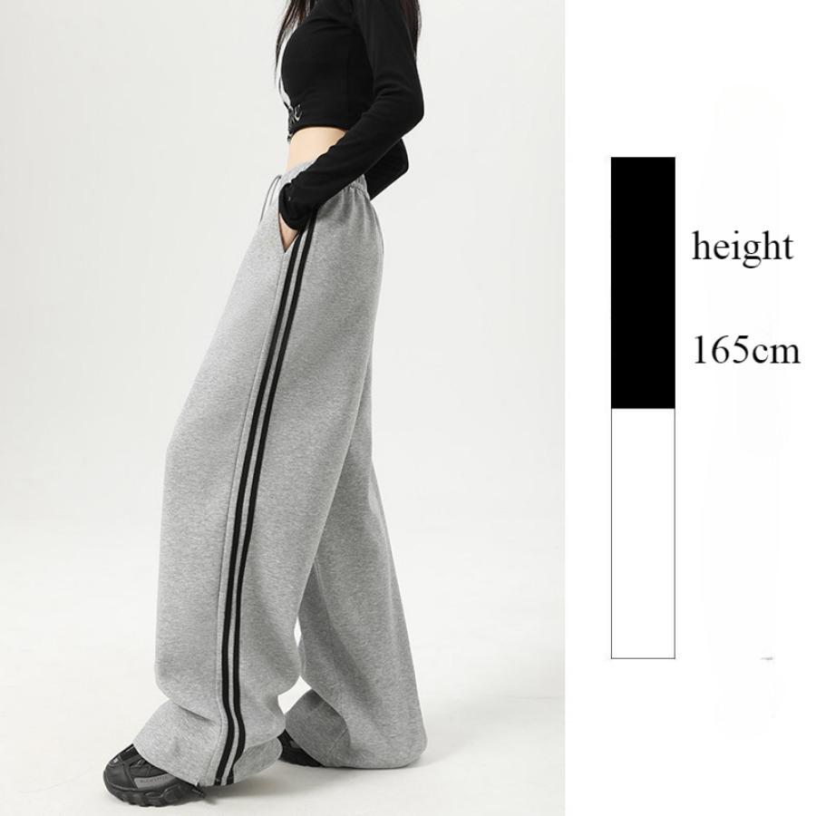 Американские спортивные брюки для женщин весна-осень спортивные брюки повседневные брюки с полосками по бокам широкие брюки с высокой талией