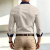 Мужская рубашка с длинным рукавом в стиле business casual со стоячим воротником и воротником для ношения