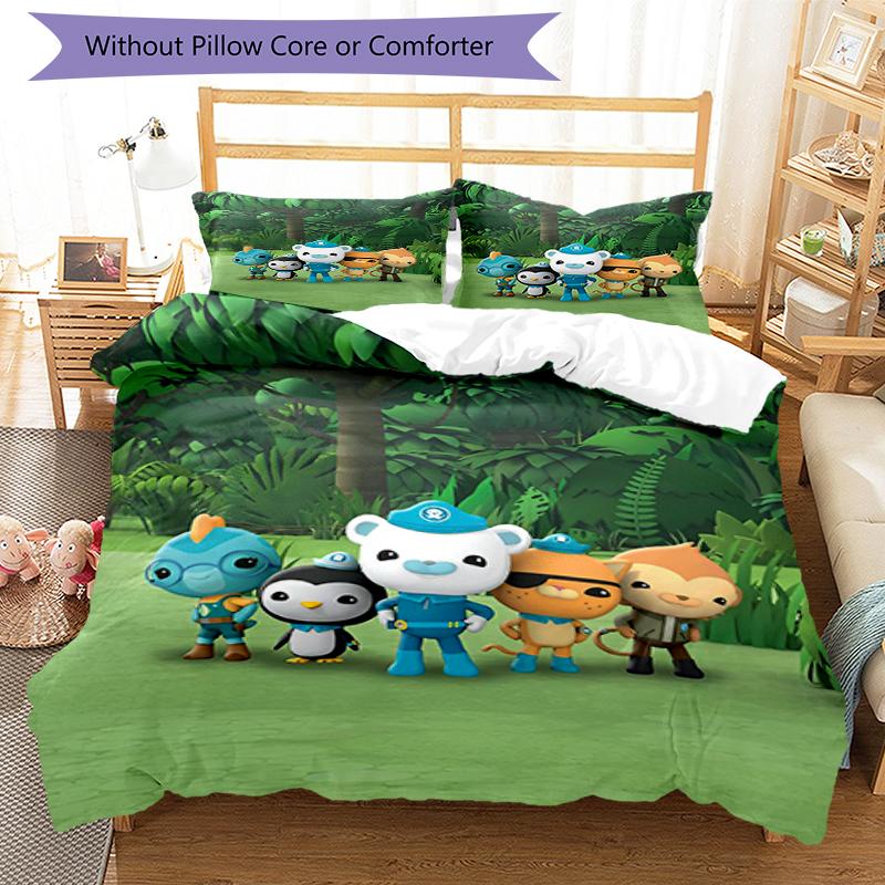 3pcs Octonauts Bedding Set Duvet Cover Closure Includes 1 Duvet Cover & 2 Pillowcases, Soft and Comfortable for All Seasons.
