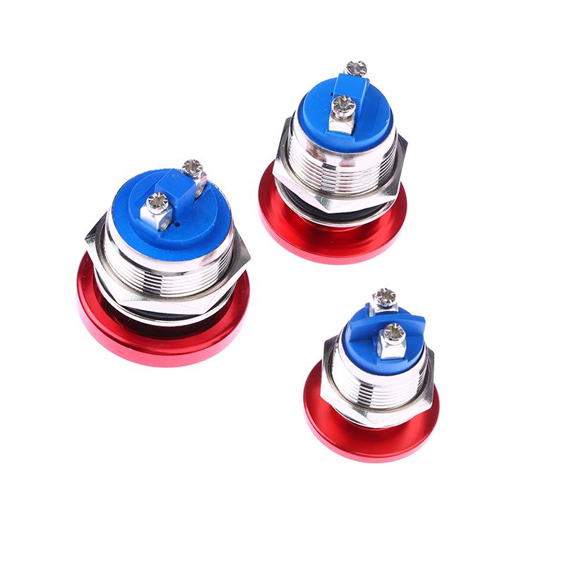 1Pc Waterproof Ip65 Spst (On)-Off 1No 3A 250V With Screw Terminal 16/19/22Mm Momentary Metal Mushroom Head Push Button Switch