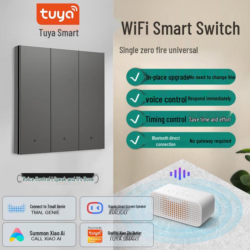 Умный выключатель WiFi в стиле граффити: Универсальный контроллер для одной фазы и нуля, поддерживает Google, Alexa и XiaoAI.