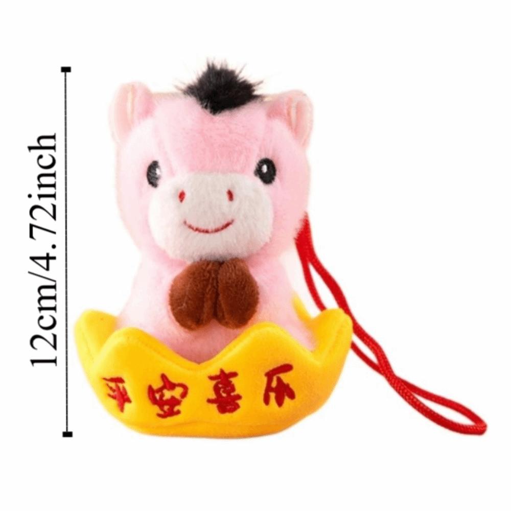 Cute Stuffed Animal Keyring Creative Plush Horse Doll Pendant Zodiac Pony Figurine Car Decoration