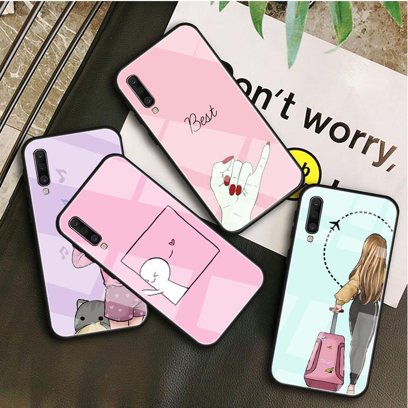 Чехол из закаленного стекла Best Friends для Samsung Galaxy A10S A10E A20S A20E A30S A40 A50S A60 A70 A80 A90 A6 A7 A8, чехол