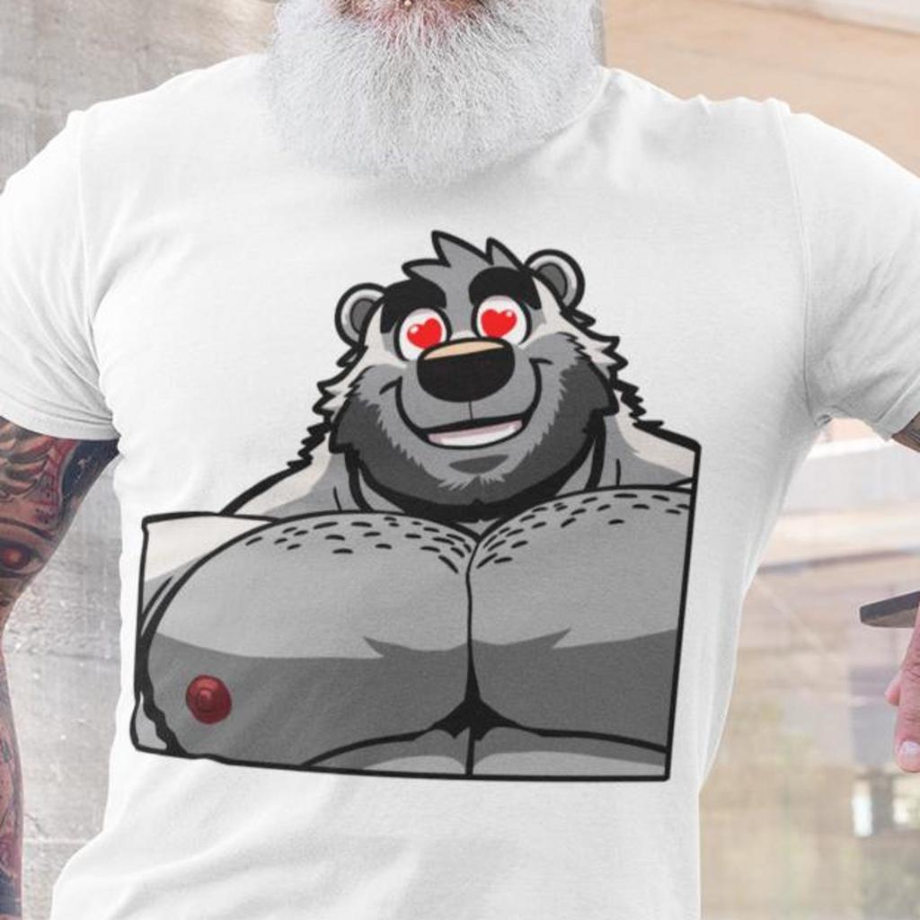 Older Bara Bear Lover T-Shirt, Furry Shirt, Polar Bearsona Pride Top, Furry Muscular Bear Tee, Gift for Furries and Bear Fans
