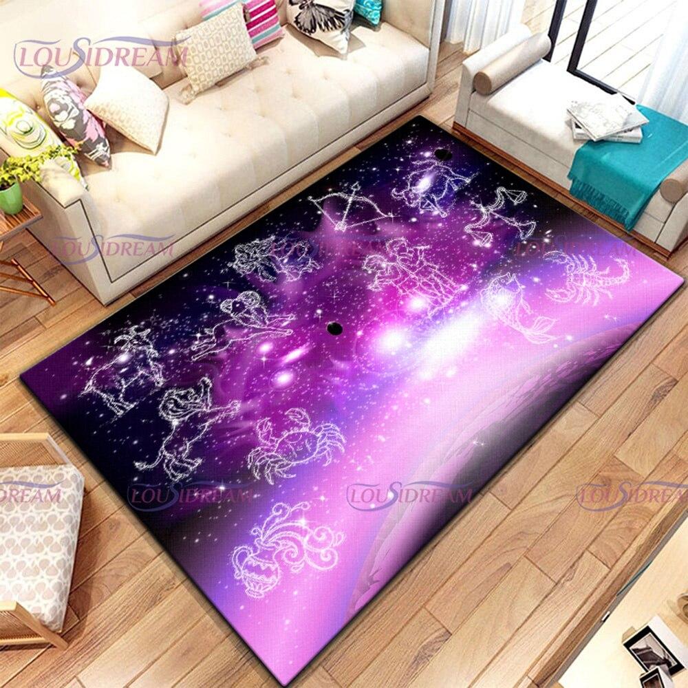 3D Moonlight Unicorn Print Rug Galaxy Planet Living Room Bedroom Sofa Décor Rug Door Mat Kitchen Non-Slip Floor Mat Picnic Camp
