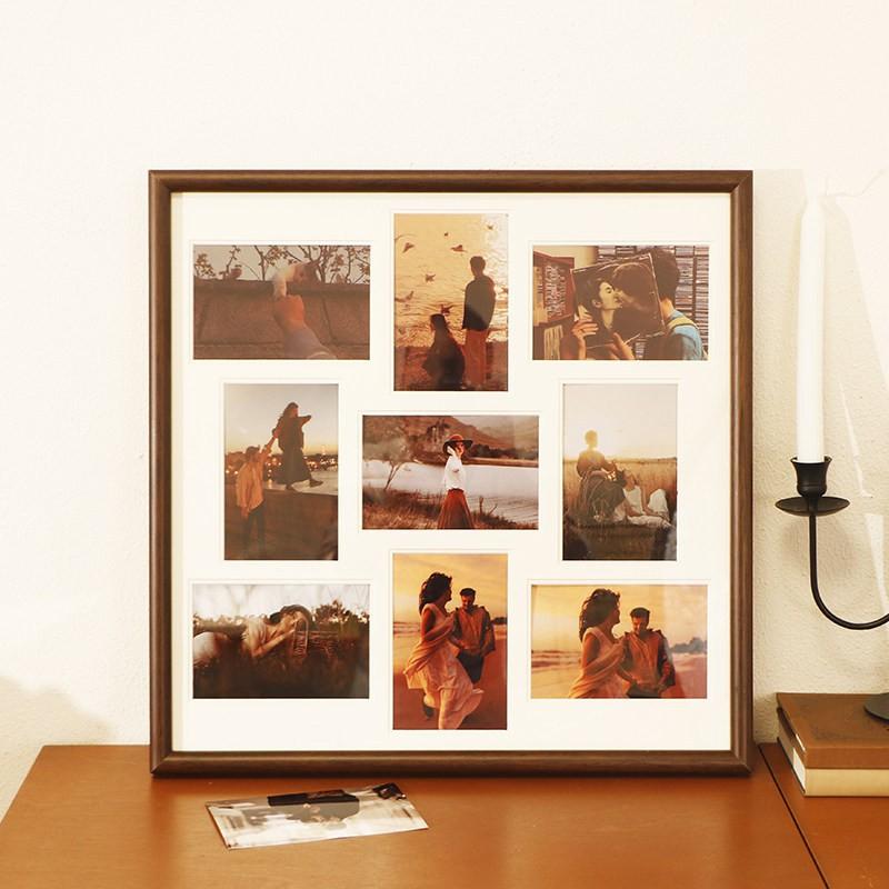 Wooden Multi-Photo Frame 9 Grid DIY Wall Hanging Or Desktop Display Couples Friends Memories Modern Minimalist Home Decor