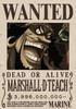 Официальный плакат-наклейка на стену ONE PIECE «Разыскивается», Сделано в Японии, 42 см x 29,7 см (оп-477: Черная Борода, 3,996 миллиарда)