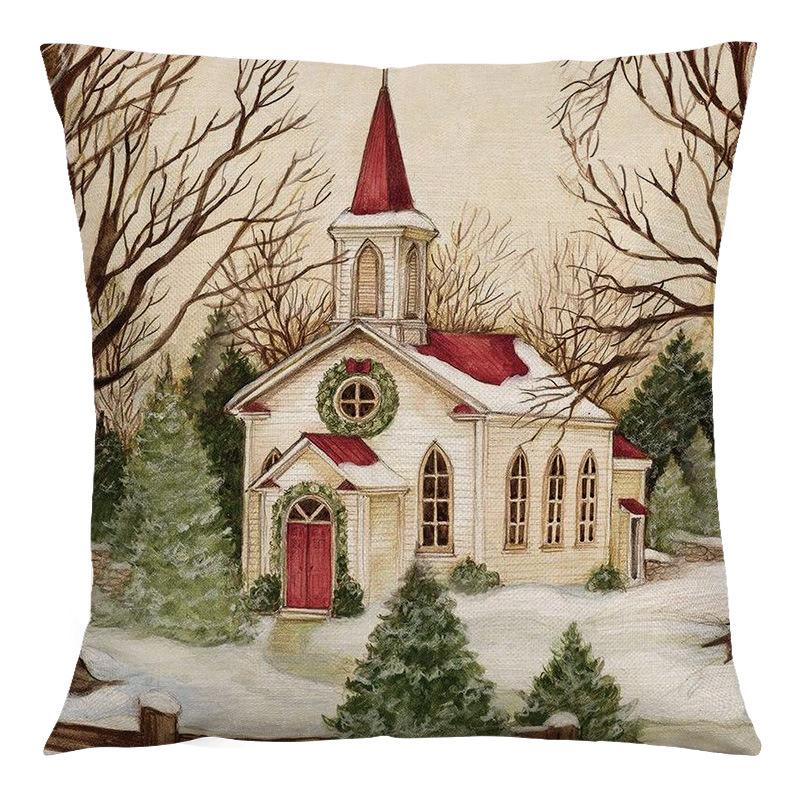 Декоративная наволочка в стиле ретро, ​​Рождественская мультяшная подушка для гостиной, спальни