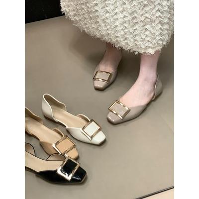 Модные туфли-лодочки с квадратной пряжкой и вырезами, женские, с мелким вырезом, на одном ремешке, Мэри Джейн, французские туфли для работы