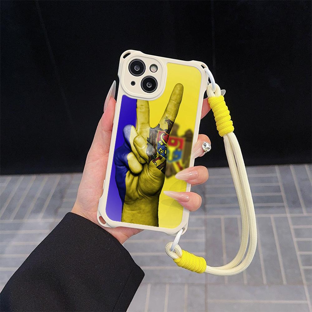 Мягкие чехлы для телефонов Ae94 с флагом Республики Молдова для iPhone 16 15 14 13 12 11 Pro Max 8 Plus XR XS с ремешком на запястье, защитным шнурком для углов, задней крышкой