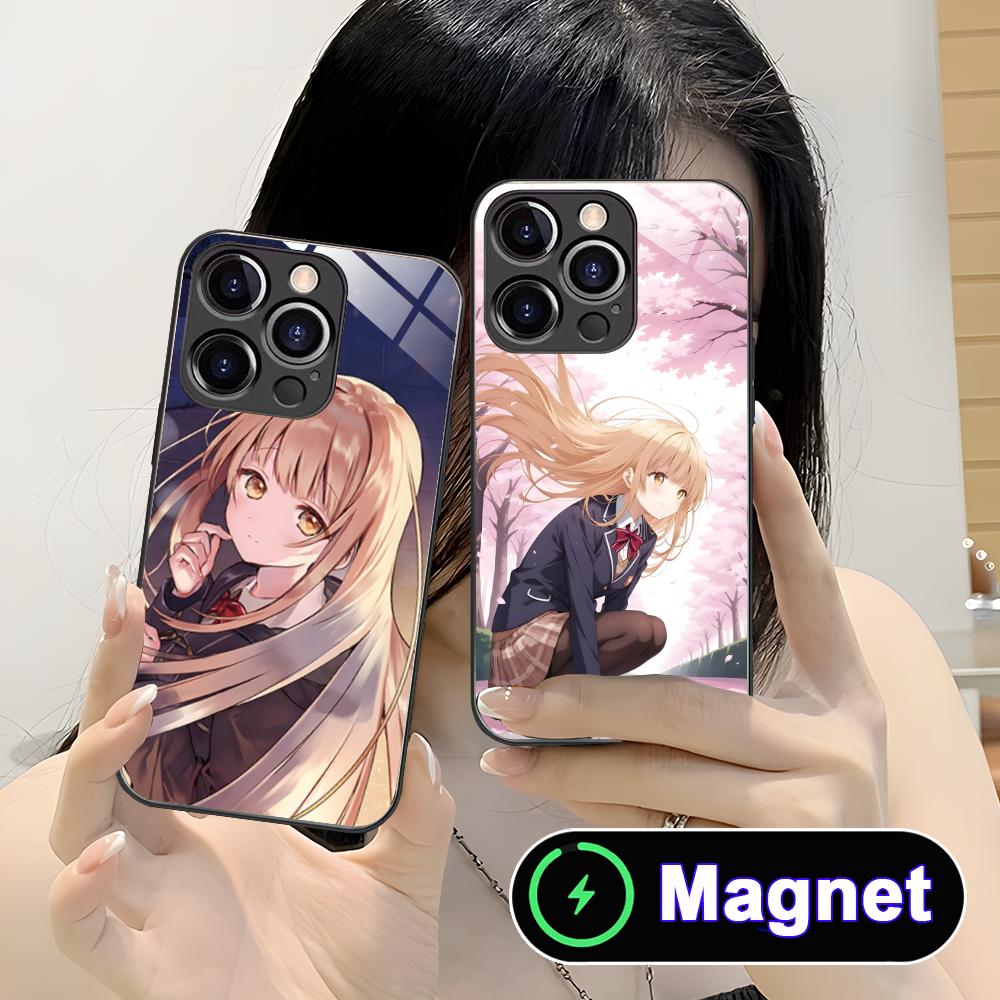 Чехол для телефона Angel Mahiru Shina для iPhone 17 16 15 14 13 12 11 Air Pro Max Plus Mini Стеклянный чехол MagSafe