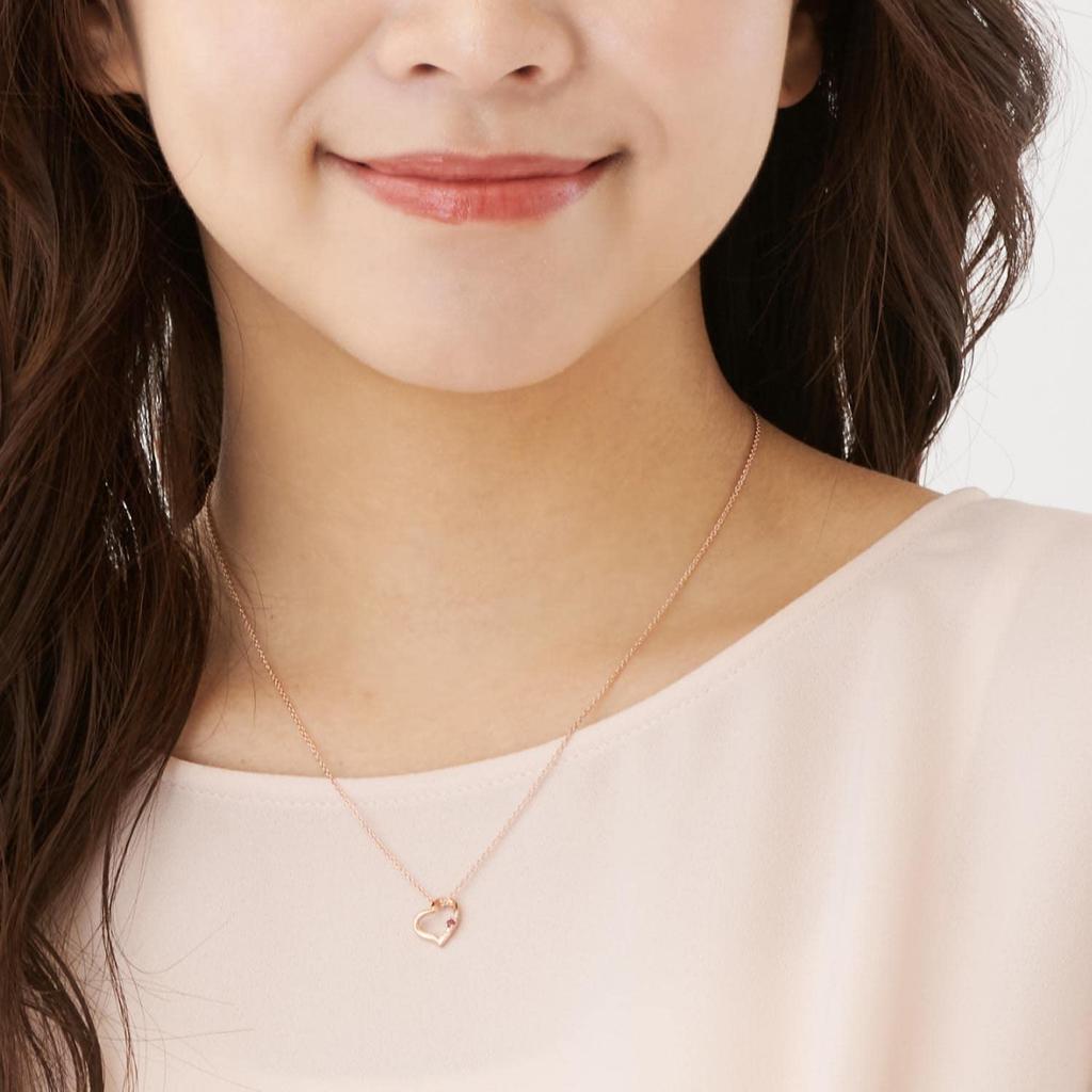 Necklace Diamond Garnet Pink Gold Color January Birthstone [Sears] Women's E1491-p-01