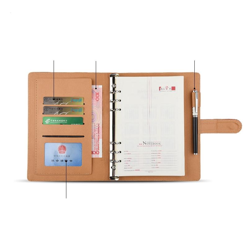 A5 Customized Logo Notebook PU Leather Notepad with Hard Cover Magnetic Snap and Pen Loop Loose-leaf Binding