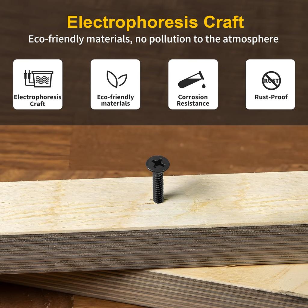 Набор шурупов по дереву, набор из 240 шурупов по дереву с плоской головкой высокой твердости, набор шурупов с крестообразным шлицем, содержит 15 анкеров