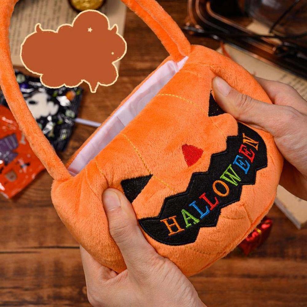 Trick or Treat Halloween Candy Bag Cloth Stuffed Cotton Tote Bags Pumpkin Candy Bucket Children