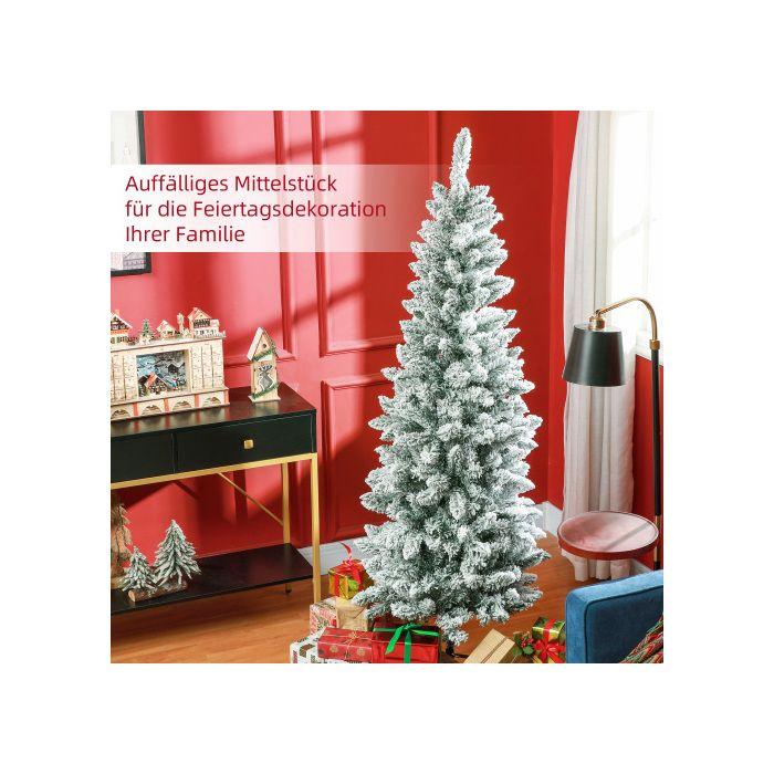 HOMCOM Sapin De Noël Artificiel De 180 Cm Avec 479 Branches Et Neige Artificielle Pour Les Décorations De Noël, Vert