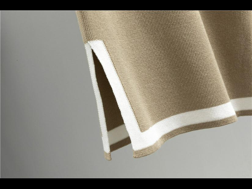 Женский вязаный костюм осень/зима: Комплект из двух предметов: свитер с длинными рукавами и широкие брюки с разрезами