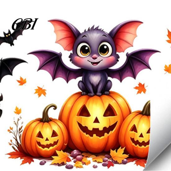 Easy Peel Stick Classroom Wall Decor Cute Halloween Decals, Black Cat Witch Bat Pumpkin Stickers, Fall Removable Autumn Stickers & Art for Home
