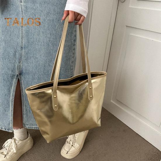 Женская сумка-тоут из искусственной кожи, однотонная сумка через плечо, глянцевая, повседневная, для подмышки, для телефона, ключей, карт, работы, путешествий, вечеринок