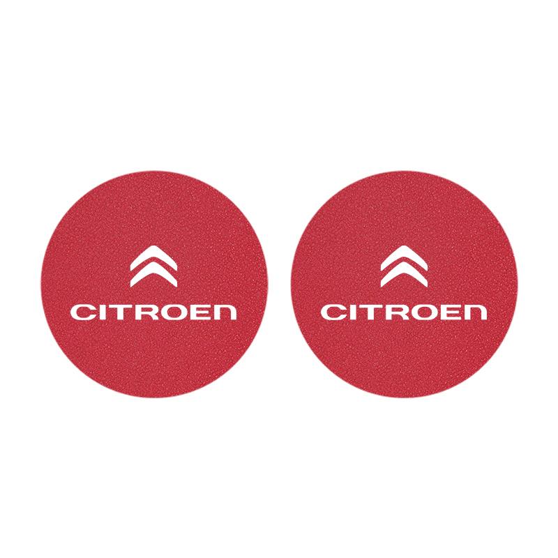 TXBB4 2PCS Citroen Emblem Badge Car Anti Slip Mat Coaster Water Cup Slot For Citroen C8 DS3 C6 C3 Vts C4 Saxo C4L C5 C2 C1 Xsara C3-XR