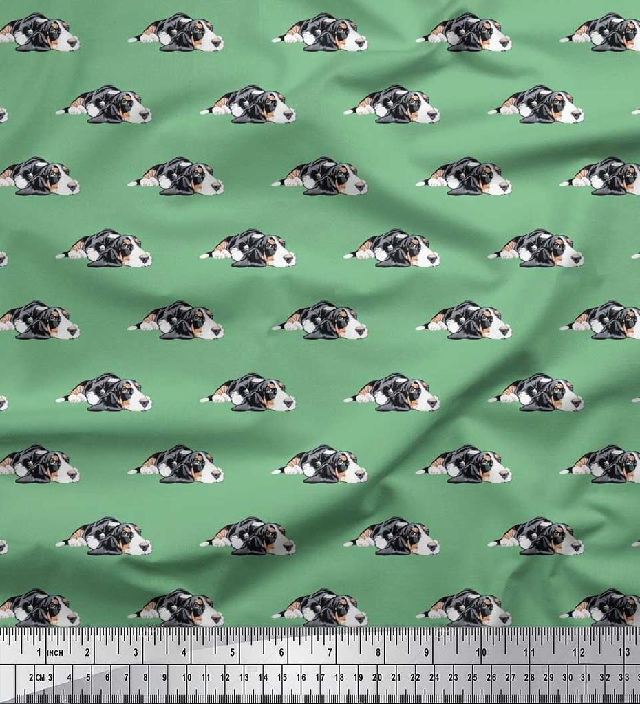 Soimoi Японский креп-сатин ткань с принтом собаки бассет-хаунд на метр 42 дюйма