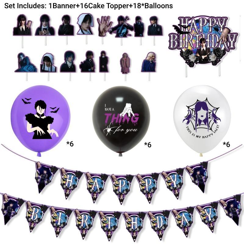 Украшения для дня рождения в стиле сериалов ужасов, латексные шары, топперы для торта и флажки