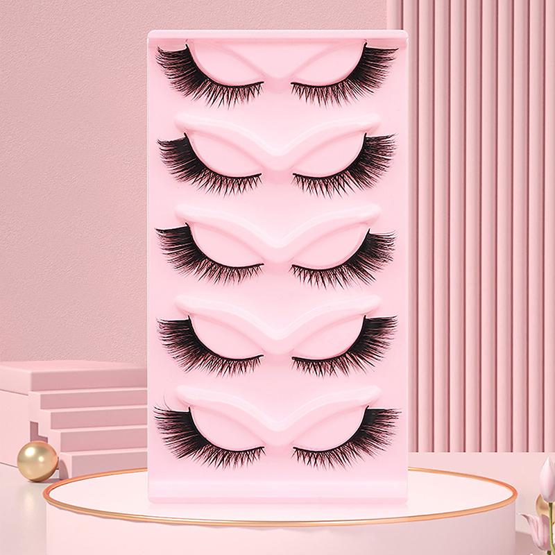 5Pairs Cat Eye 3D Mink Lashes Natural Eyelashes Winged End Eye Elongated False Eyelashes Lashes Extension