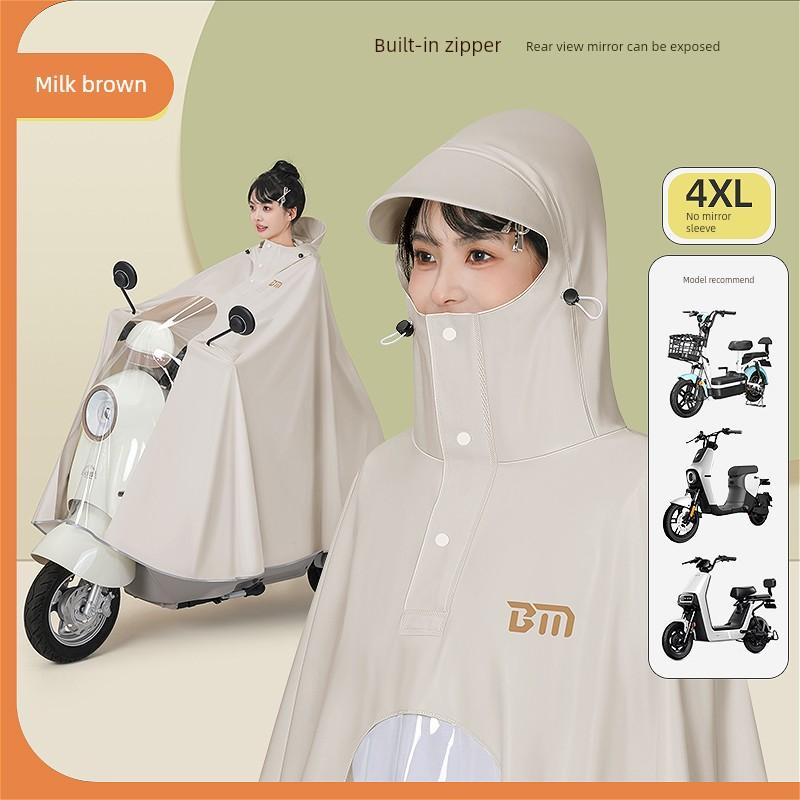 Electric Scooter Raincoat for Women, Single-Person, Adult, Long, Full-Body, Heavy-Duty, New Model, Thickened Rain Poncho