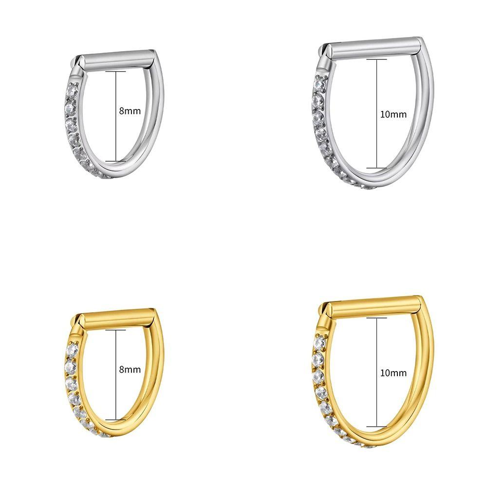 CZ 16G Septum Ring D Shape Body Piercing Jewelry Nose Ring Hoop Conch Helix Piercing