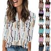 Women's Fashion Casual Loose 3/4 Sleeve Printed Round Neck Top