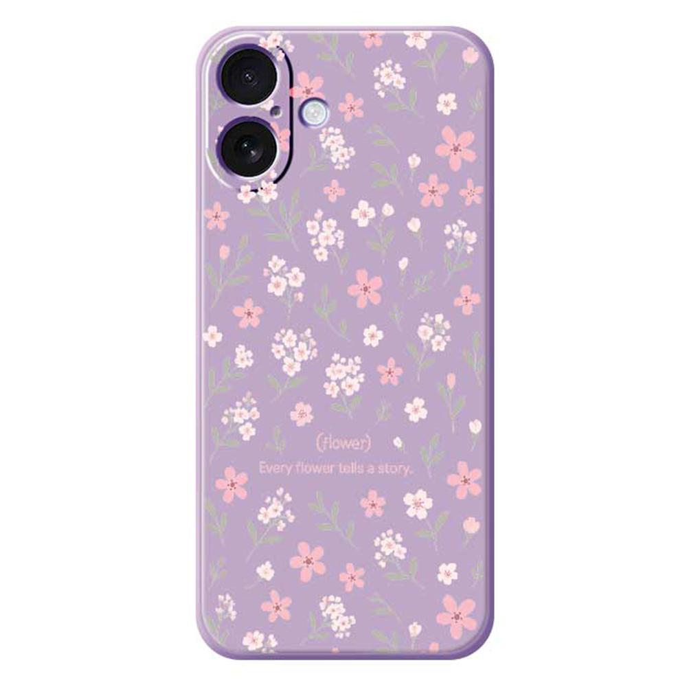 For iPhone 17 Case Small Flower Pattern Printing Straight Edge TPU Phone Back Cover