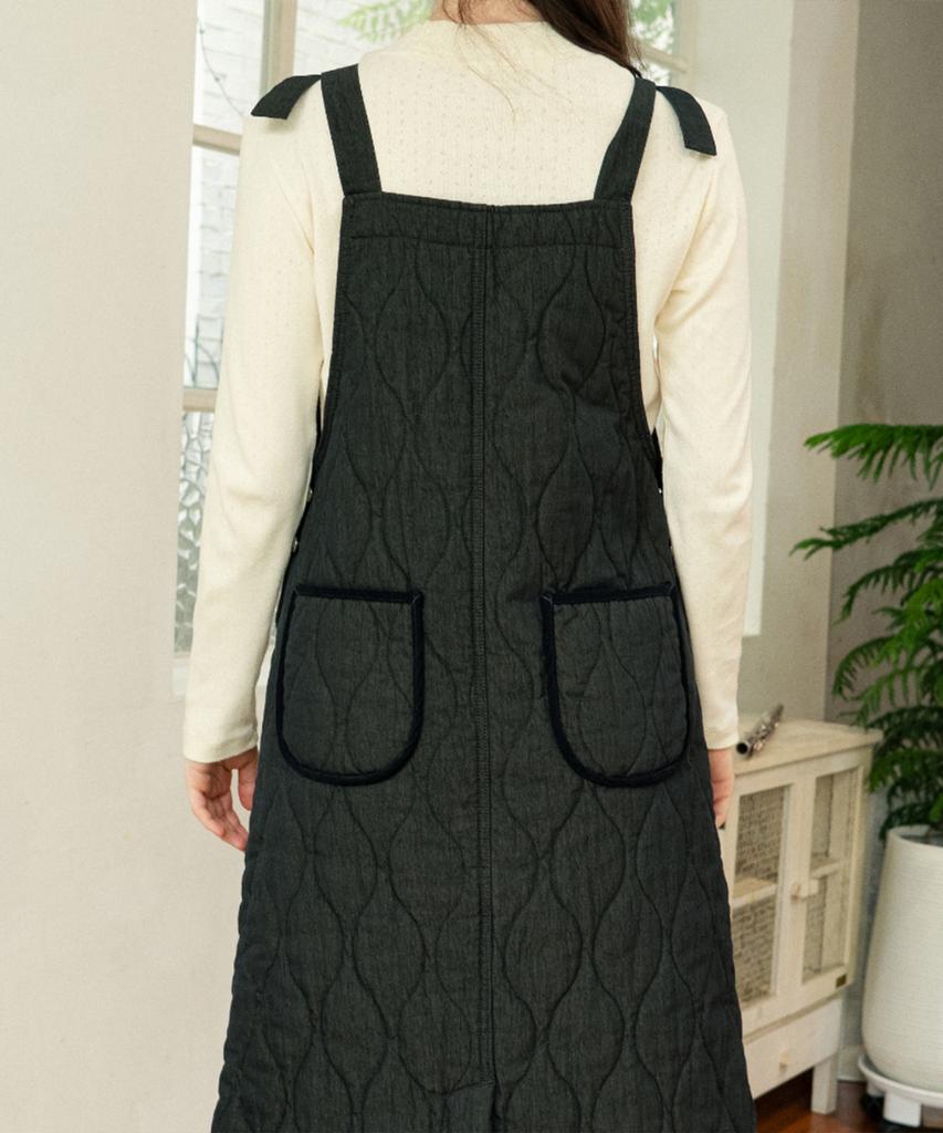 CHIQUITA [24 Winter] Quilted Overall Skirt (Like Denim) Black 244204Sbk