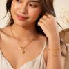 2-Piece Necklace Bracelet Set Gold Heart Pendant Necklace Set New Paperclip Chain Set  For Women