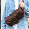 Сумка на грудь Crazy Horse Leather Retro Crossbody Bag Niche Fashion Trend Cylinder Bag Натуральная кожаная сумка через плечо Нагрудная сумка для мужчин