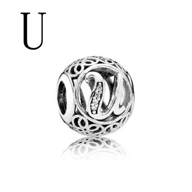 New 925 Sterling Silver 26 A -Z Floral Charm Beads Charm Bracelet Diy Women 'S Jewelry Accessory